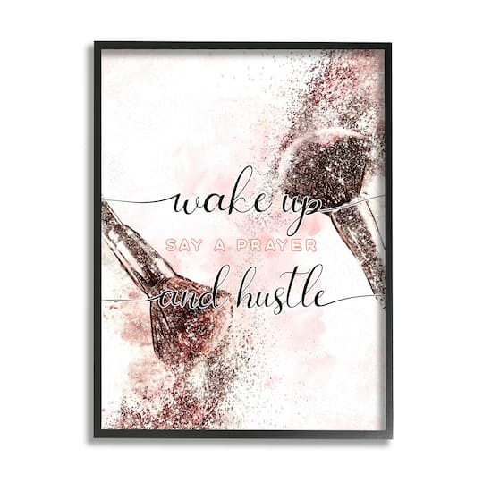 Stupell Industries Say a Prayer & Hustle Wall Art in Black Frame